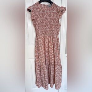 Hayden Floral Smocked Dress in Orange and White